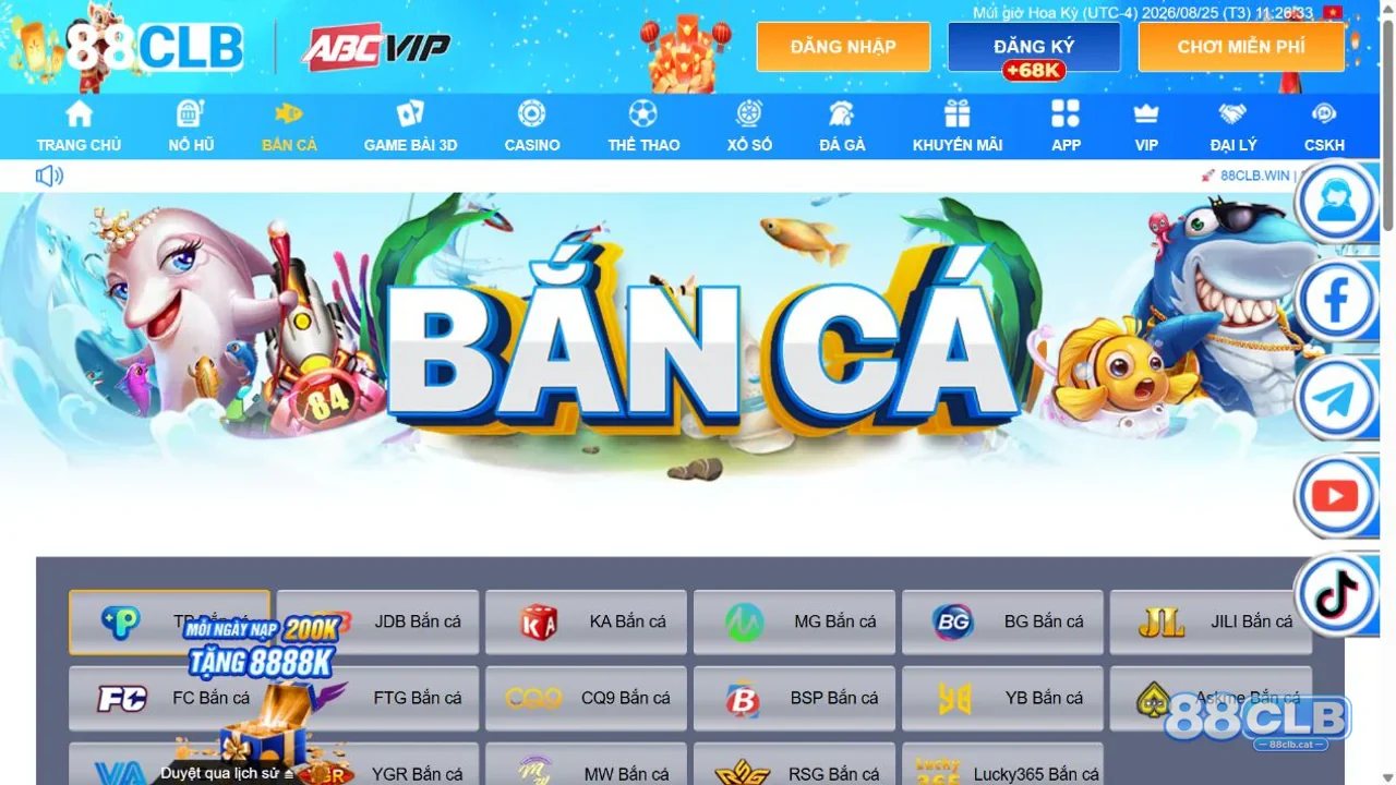 Giao diện bắn cá online tại nhà cái 88CLB